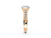 Solitaire Engagement Ring Setting for Radiant Cut Center with Round Cut Channel Band and Prong Head in Rose Gold