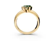 Tension Engagement Ring Setting for Fancy Green Heart-Shaped Center with Wide Flat Band and Tension Head in Yellow Gold