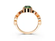 Milgrain Bezel Engagement Ring Setting for Fancy Green Cushion Cut Center with Marquise Stations and Bezel Head in Rose Gold