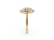 Small-Accent Cluster Halo Engagement Ring Setting for Pear-Shaped Center with Plain Band and Prong Head in Yellow Gold