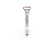 Cluster Engagement Ring Setting for Fancy Pink Radiant Cut Center with Bezel Accent Clusters and Prong Head in Platinum