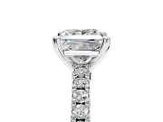 Solitaire Engagement Ring Setting for Princess Cut Center with Single Row Accent Band and Prong Head in Platinum