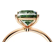 Solitaire Engagement Ring Setting for Fancy Green Princess Cut Center with Straight Thin Band and Prong Head in Rose Gold