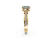 Solitaire Engagement Ring Setting for Fancy Green Radiant Cut Center with Raised Channel Band and Prong Head in Yellow Gold