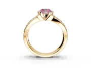 Bezel Engagement Ring Setting for Fancy Pink Cushion Cut Center with Wide Channel-Set Band and Bezel Head in Yellow Gold