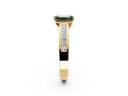 Solitaire Engagement Ring Setting for Fancy Green Emerald Cut Center with Princess Cut Channel Band and Prong Head in Yellow Gold