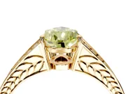 Split Shank Engagement Ring Setting for Fancy Yellow Pear-Shaped Center with Pave Split Shank and Prong Head in Yellow Gold