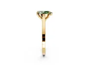 Solitaire Engagement Ring Setting for Fancy Green Pear-Shaped Center with Tapered Shoulders and Prong Head in Yellow Gold