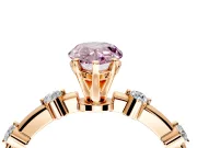Solitaire Engagement Ring Setting for Fancy Pink Pear-Shaped Center with Bezel Station Band and Prong Head in Rose Gold