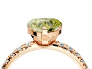Solitaire Engagement Ring Setting for Fancy Yellow Heart-Shaped Center with Large Accents and Prong Head in Rose Gold