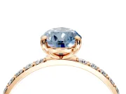 Solitaire Engagement Ring Setting for Fancy Blue Pear-Shaped Center with Pave Accents and Prong Head in Rose Gold