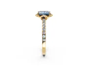 Floral Engagement Ring Setting for Fancy Blue Princess Cut Center with Pave Band and Floral Prong Head in Yellow Gold