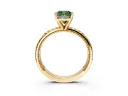 Solitaire Engagement Ring Setting for Fancy Green Cushion Cut Center with Milgrain X Pattern Band and Prong Head in Yellow Gold