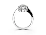 Accent Halo Engagement Ring Setting for Round Cut Center with Full-Length Pave Band and Prong Head in Platinum
