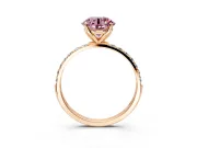 Solitaire Engagement Ring Setting for Fancy Pink Round Cut Center with Fine Pave Accents and Prong Head in Rose Gold