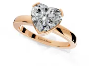 Solitaire Engagement Ring Setting for Heart-Shaped Center with Plain Band and Flat Tab Prong Head in Rose Gold