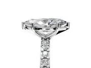 Solitaire Engagement Ring Setting for Marquise Center with Round Cut Pave Band and Prong Head in Platinum