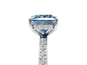 Solitaire Engagement Ring Setting for Fancy Blue Princess Cut Center with Fine Pave Band and Prong Head in Platinum