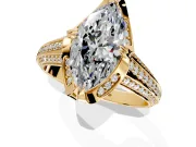 Solitaire Engagement Ring Setting for Marquise Center with Accented Split Shank and Prong Head in Yellow Gold
