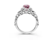 Solitaire Engagement Ring Setting for Fancy Pink Radiant Cut Center with Filigree Band and Prong Head in Platinum