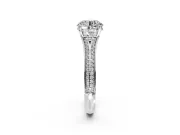 Solitaire Engagement Ring Setting for Round Cut Center with Pave Rail Split Shank and Prong Head in Platinum