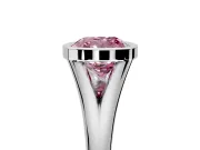 Solitaire Engagement Ring Setting for Fancy Pink Cushion Cut Center with V Split Shank and Bezel Head in Sterling Silver