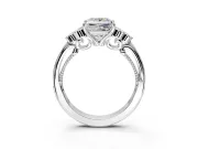 Cluster Engagement Ring Setting for Princess Cut Center with Bezel Accent Clusters and Prong Head in Sterling Silver