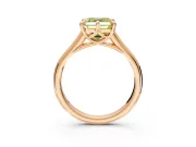 Solitaire Engagement Ring Setting for Fancy Yellow Asscher Cut Center with Cathedral Band and Prong Head in Rose Gold