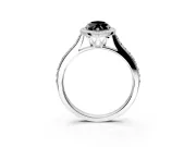 Halo Engagement Ring Setting for Fancy Black Marquise Center with Pave Accents, Heart Basket and Prong Head in Sterling Silver