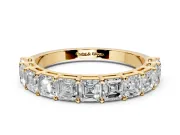 Asscher Cut Lab-Grown Diamond Half Eternity Wedding Band with Shared-Prong Setting in Yellow Gold