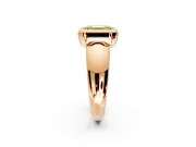 Solitaire Engagement Ring Setting for Fancy Yellow Emerald Cut Center with Wide Band and Bezel Head in Rose Gold