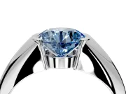 Tension Engagement Ring Setting for Fancy Blue Round Cut Center with Wide Tapered Band and Tension Head in Sterling Silver