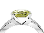 Bezel Engagement Ring Setting for Fancy Yellow Asscher Cut Center with Wide Channel-Set Band and Bezel Head in Platinum
