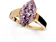 Solitaire Engagement Ring Setting for Fancy Pink Marquise Center with Tapered Split Shoulders and Prong Head in Yellow Gold