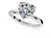 Solitaire Engagement Ring Setting for Heart-Shaped Center with Plain Band and Tulip Prong Head in Sterling Silver
