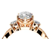 3 Stone Engagement Ring Setting for Marquise Center with Pave Twist Band and Prong Head in Rose Gold