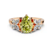 Floral Engagement Ring Setting for Fancy Yellow Pear-Shaped Center with Marquise Cluster Shoulders and Prong Head in Rose Gold