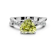 Solitaire Engagement Ring Setting for Fancy Yellow Heart-Shaped Center with Half-Pave Crossover Band and Prong Head in Sterling Silver