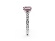 Solitaire Engagement Ring Setting for Fancy Pink Asscher Cut Center with Large Accent Band and Prong Head in Sterling Silver