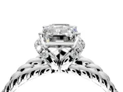 Halo Engagement Ring Setting for Emerald Cut Center with Rope Twist Split Shank and Prong Head in Platinum