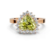 Starburst Halo Engagement Ring Setting for Fancy Yellow Heart-Shaped Center with Flat Cathedral Band and Prong Head in Rose Gold
