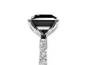 Solitaire Engagement Ring Setting for Fancy Black Princess Cut Center with Fine Pave Accents and Prong Head in White Gold