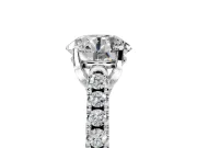 Solitaire Engagement Ring Setting for Round Cut Center with Partway Pave Band and Prong Head in White Gold
