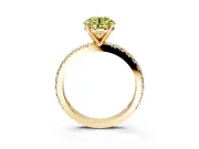Solitaire Engagement Ring Setting for Fancy Yellow Round Cut Center with Fine Pave Band and Claw Prong Head in Yellow Gold