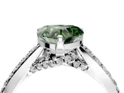 Solitaire Engagement Ring Setting for Fancy Green Heart-Shaped Center with Crossover Accents and Prong Head in Platinum