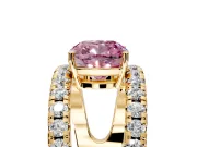 Solitaire Engagement Ring Setting for Fancy Pink Cushion Cut Center with Wide-Open Split Shank and Prong Head in Yellow Gold