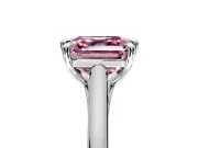 Solitaire Engagement Ring Setting for Fancy Pink Asscher Cut Center with Cathedral Band and Prong Head in Platinum