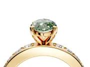 Solitaire Engagement Ring Setting for Fancy Green Marquise Center with Channel-Set Accents and Prong Head in Yellow Gold