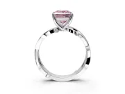 Solitaire Engagement Ring Setting for Fancy Pink Princess Cut Center with Pave and Plain Crossover Band and Prong Head in Sterling Silver