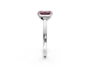 Solitaire Engagement Ring Setting for Fancy Pink Emerald Cut Center with Basket Rail and Prong Head in White Gold